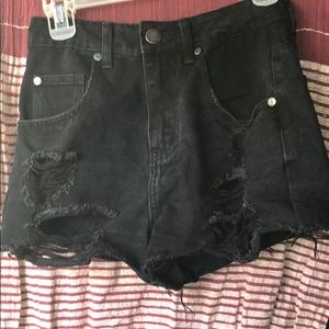 High rise distressed shorts